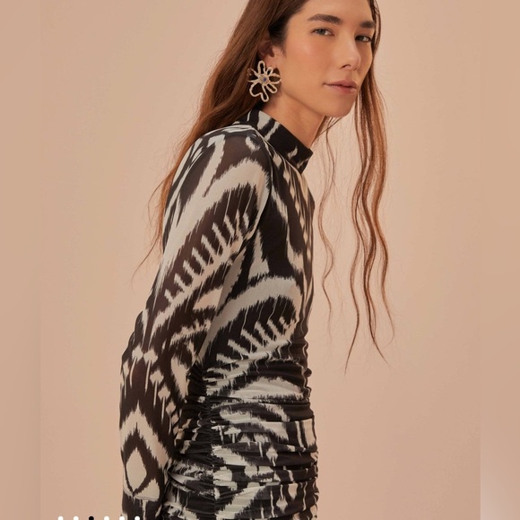 Farm Rio Pineapple Ikat Black Tulle Midi Dress - Picture 4 of 9